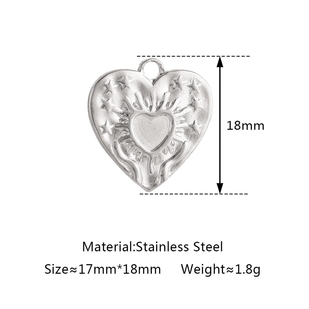 3Pcs Sweet Heart Charms Stainless Steel 3D Lucky Sacred Heart Pendants Handmade Jewelry Making Accessories DIY Necklace Earrings