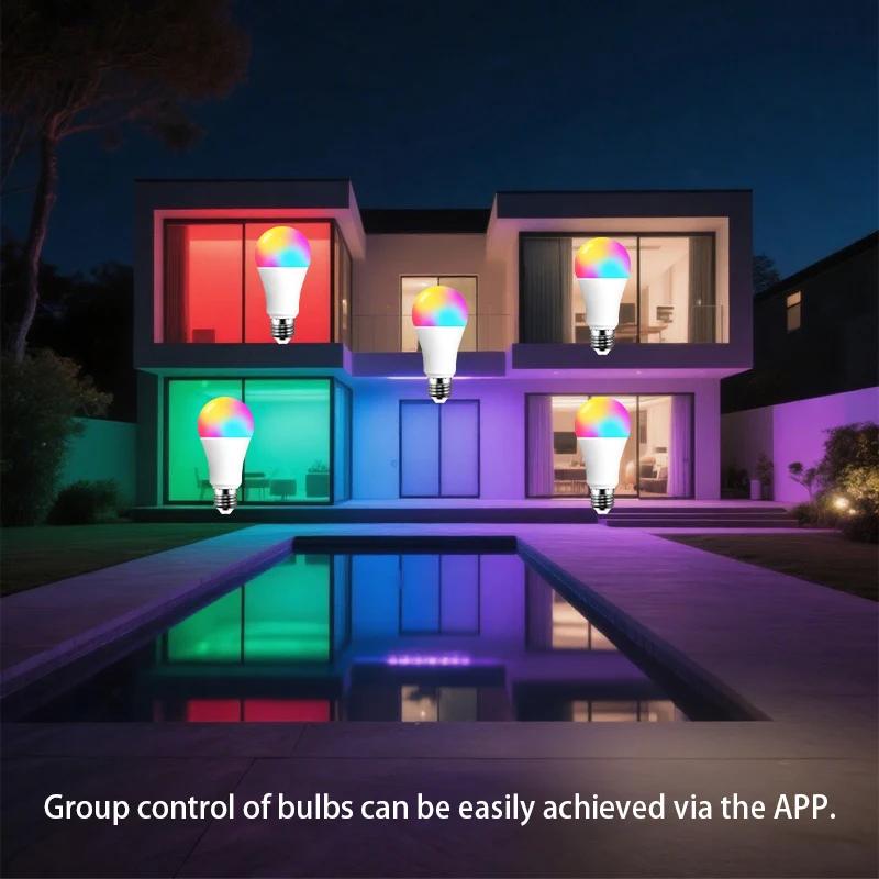 Tuya WiFi Smart Light Bulb E27 RGBCW 16 Million Colors Music Sync Timer Group Control Smart Life APP Controlled 85-265V