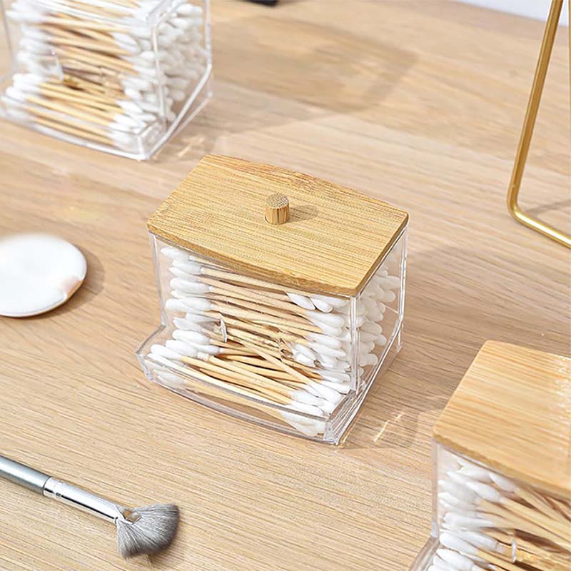 Cotton Swab Storage Box Dispenser Cotton Pad Holder with Lid, Bathroom Storage Container Art Supply Storage Box and Organizer