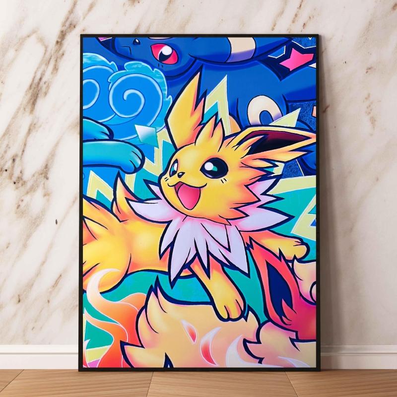 Print on Canvas Pokemon Eeveelution Family Hd Printing Oil Painting with Exquisite Details Home Children's Bedroom Decoration