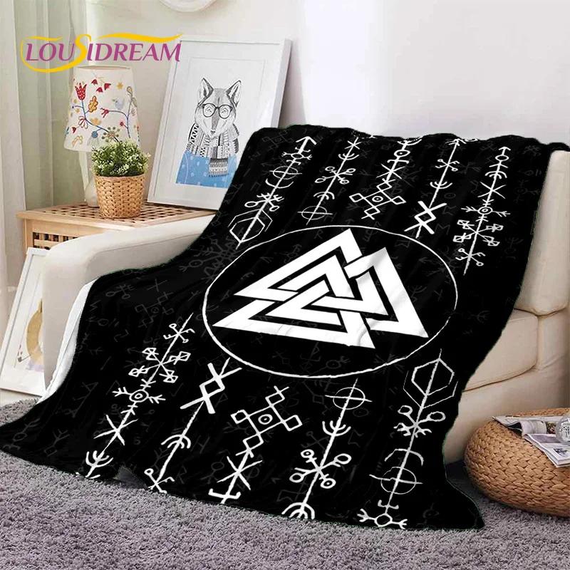 Nordic Viking Odin Valhalla Valknut Soft Blankets,Keep Warm Throw Blanket Comfortable Blanket for Picnic Beds Sofa Home Bedroom