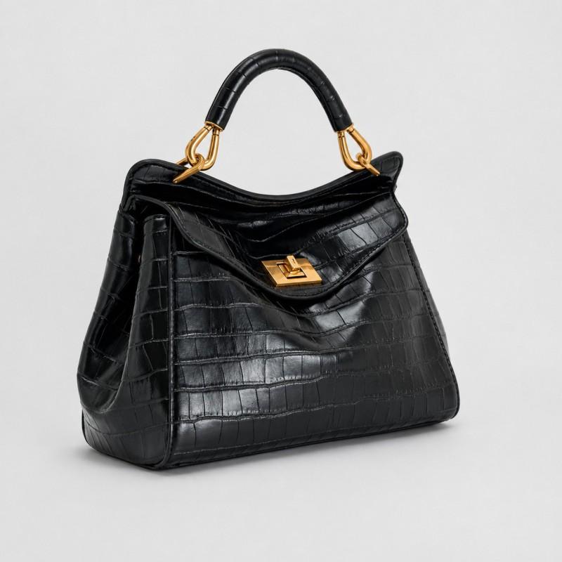 Vintage Stone Texture PU Tote Bag With Lock Crossbody Shoulder Daily Commute