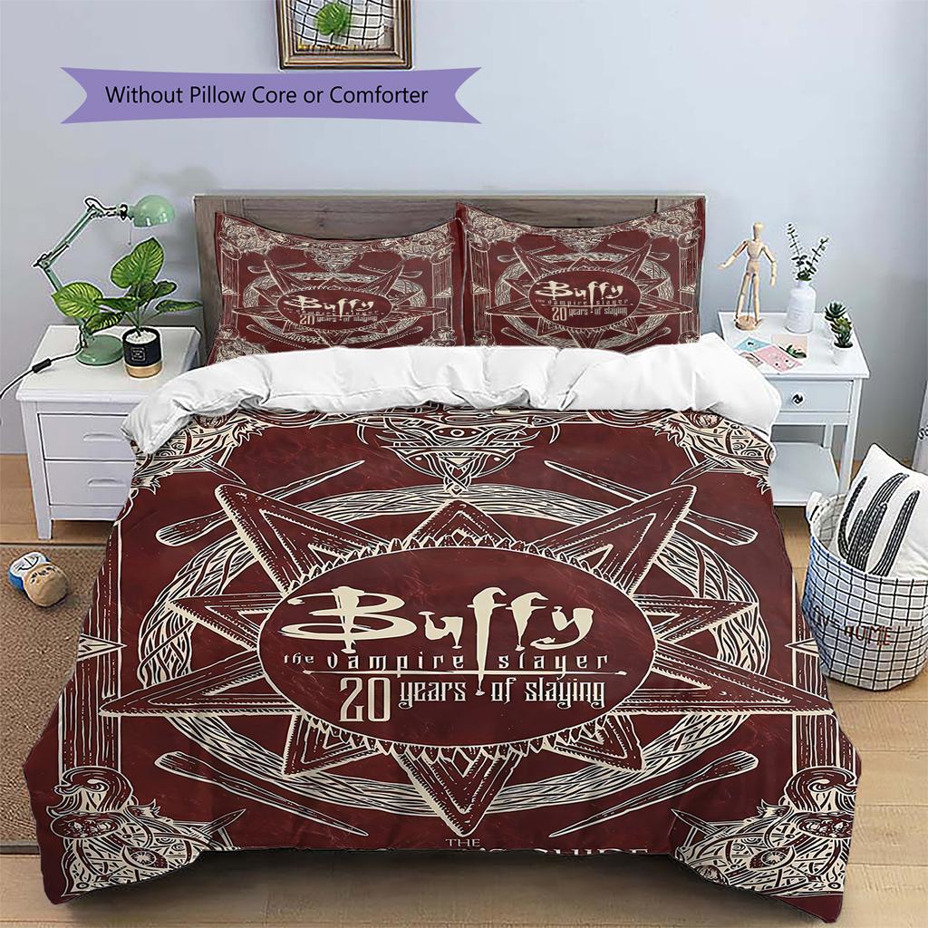 Biancheria da letto con motivo Buffy l'ammazzavampiri, Set copripiumino Copripiumino Federa Regalo di Compleanno per la Casa (1 * copripiumino + 2 * federa, senza nucleo)