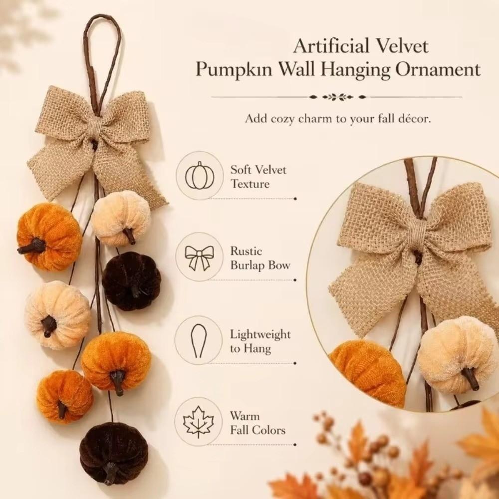 Artificial Pumpkin Hanging Ornament Thanksgiving Fall Door Wall Decoration Harvest Festival Party