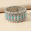 European and American Ethnic Style Personalized Retro Alloy Turquoise Elastic Bracelet Women's Bohemian Bracelet Jewelry