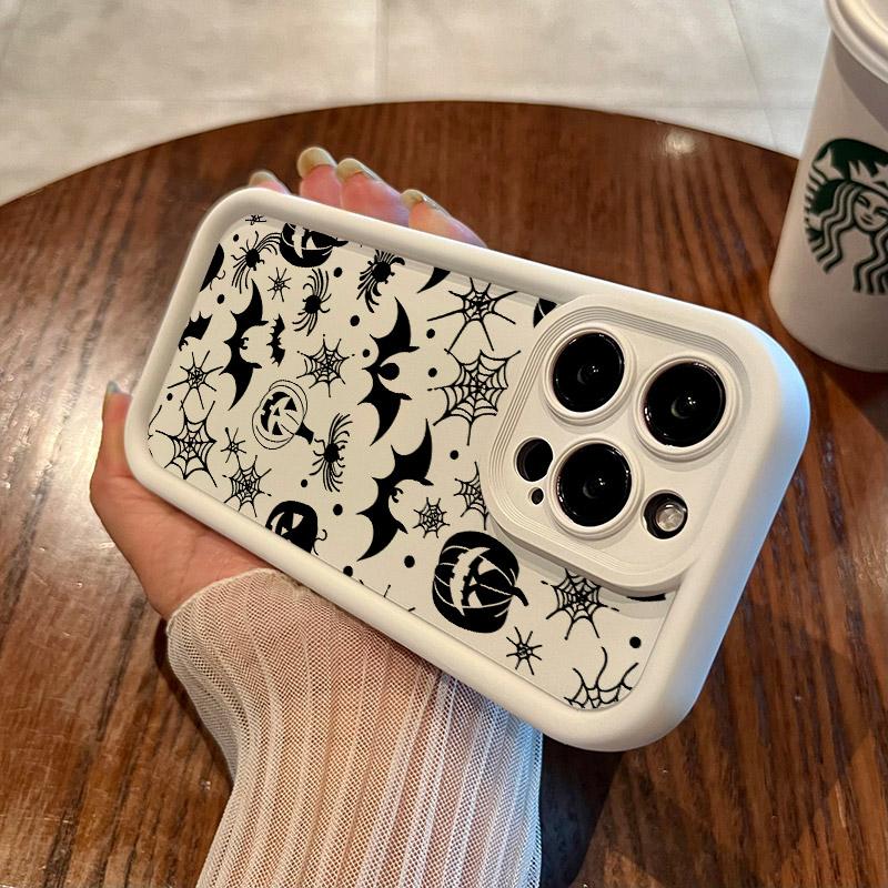 Halloween Black Horror Art Silicone Phone Case For iPhone 17 Pro 14 15 Plus 11 12 13 16 Pro Max Coque 16E 17AIR Shockproof Cover