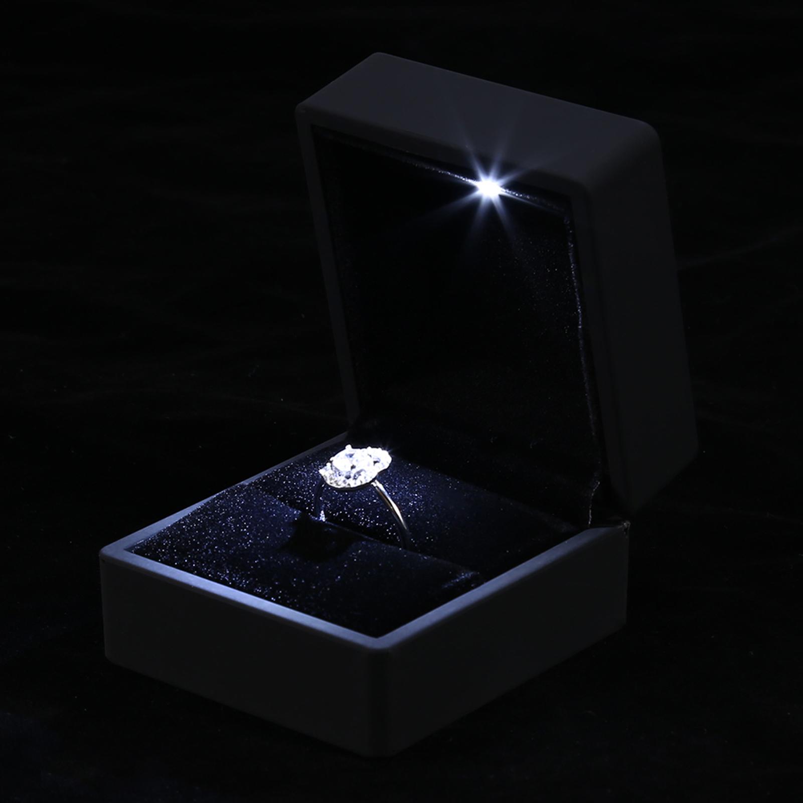LED Verlichte Verlovings   Bruiloft Sieraden Vitrine Cadeau Opbergdoos (  Doos) black