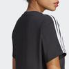 Adidas Striped Print Crew Neck Short Sleeve T-Shirt Women Tops Black HR4913