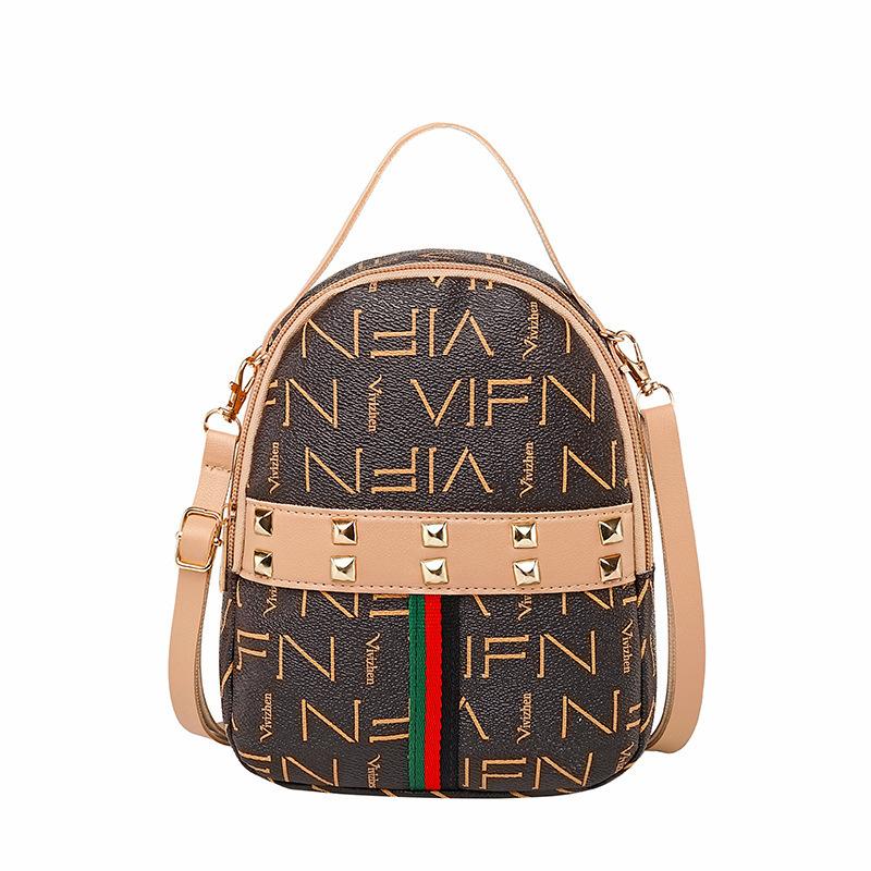 Guangzhou women's bag autumn new product printing fashion rivet bag diagonal span backpack crossbody backpack