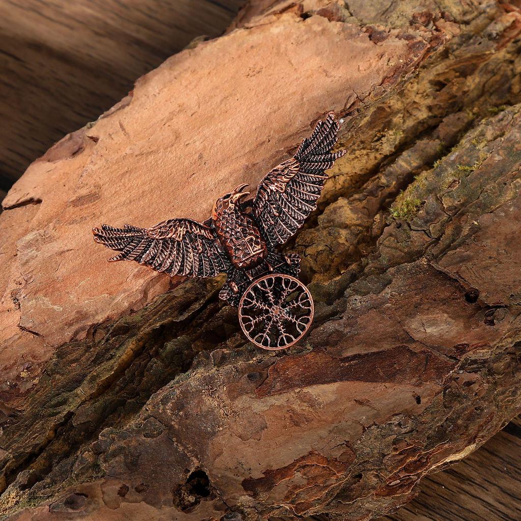 Viking Odin Rune Raven Brooch - Nordic Trench Coat Decoration Pin