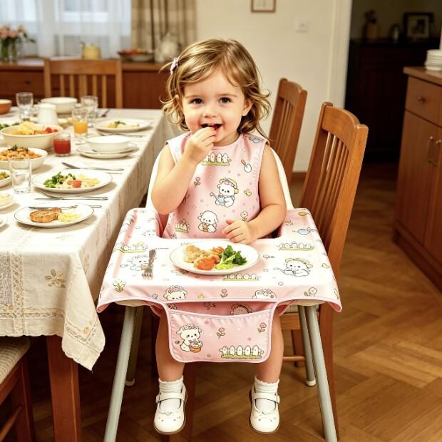 Children's Waterproof High Chair Food Bib Coverall