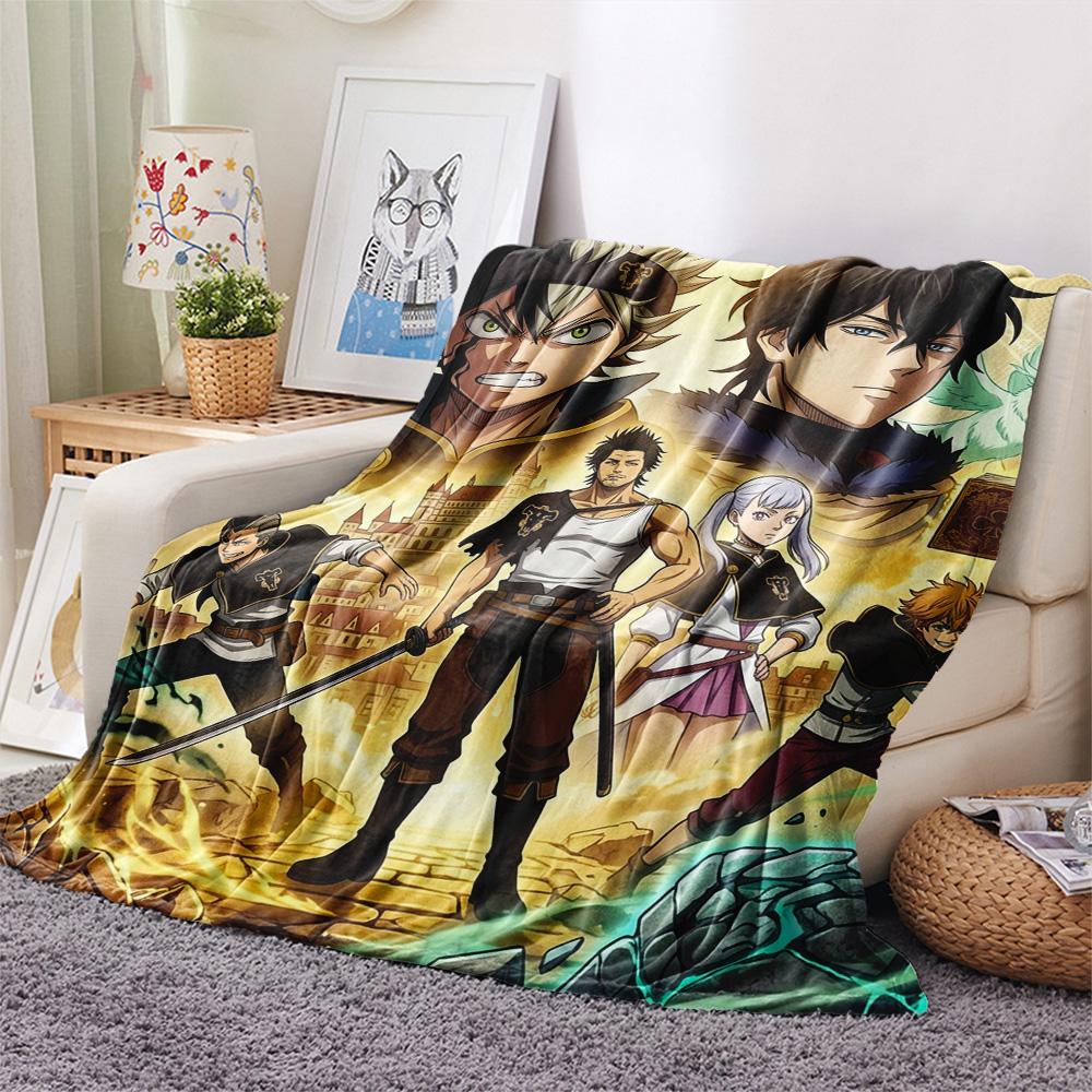 1PC Black Clover Patterned Flannel Blanket Suitable For All Seasons For Home Decor Warmth And Comfort Gifts Holiday Present