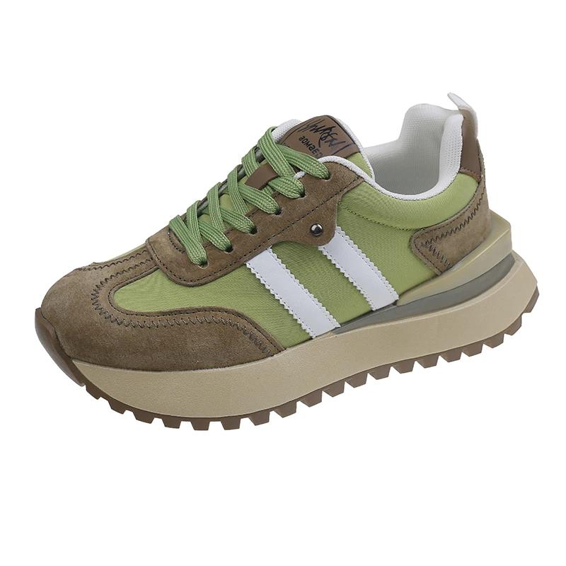 

Женские повседневные кроссовки, летняя обувь, модная дышащая спортивная обувь на шнуровке для женщин, прогулочная обувь на платформе, роскошная дизайнерская обувь 39 зелёный