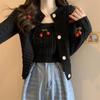 Three-dimensional cherry twist knitted cardigan women's spring and autumn new sweet wind versatile long-sleeved top two-piece sweater tide
