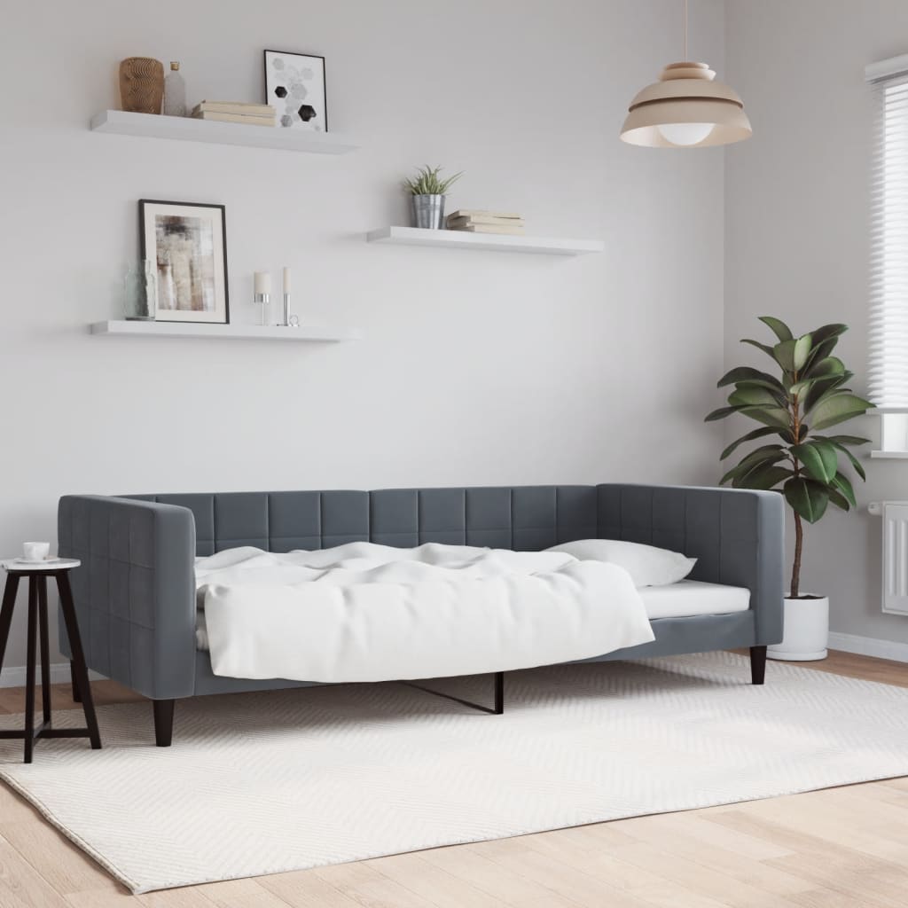 Vidaxl Sofa with Sleeping Function, Dark Grey, 90X200 Cm, Velvet