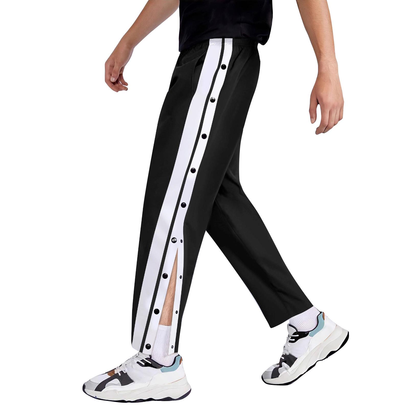 

Men s Colorblock Buttoned Basketball Pants Men s Outdoor Sports Casual Pants XXXL чорний