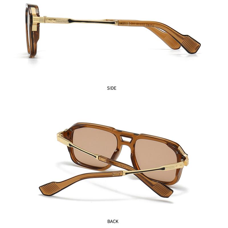 Trending Rivets Women Luxury Sun Glasses Retro Square Double Bridges Pilot Men Sunglasses UV400 Designer Shades