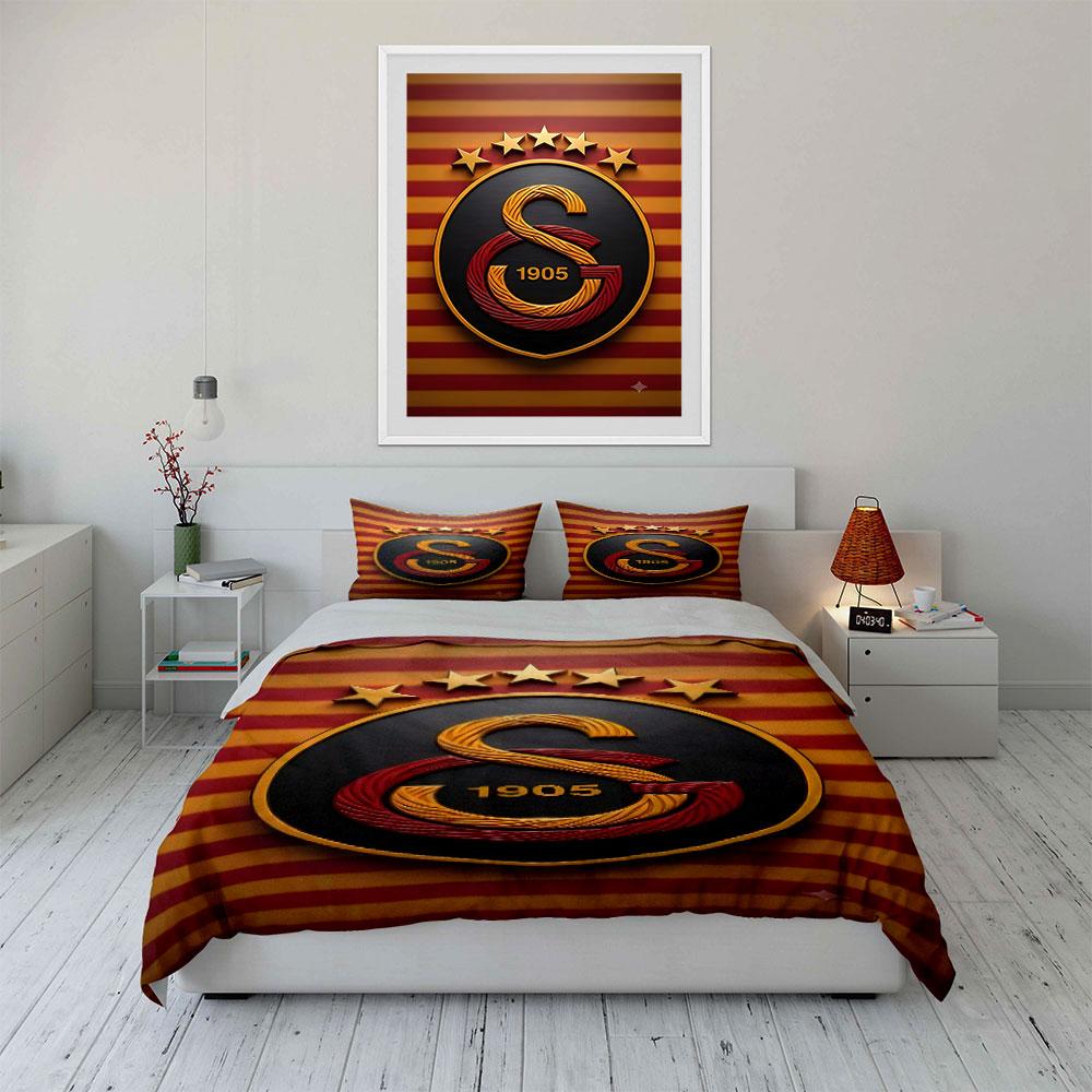 "Striped Emblem Design with Stars" Print Bedding Set Duvet Cover Pillowcases (1* Duvet Cover 2* Pillowcases Do Not Include Comforter)