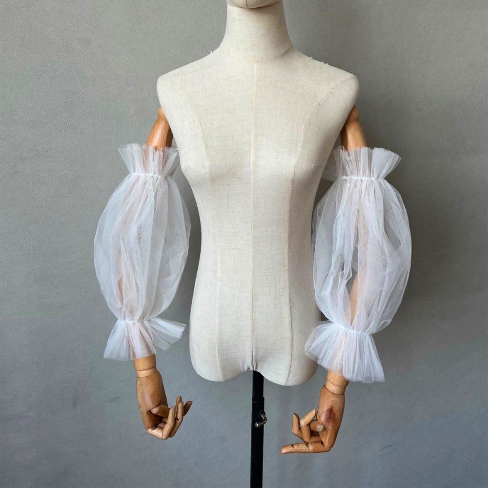 Wedding Sleeves Elastic Cuff Bride Wedding Gloves Soft Gauze Wedding Dress Removable Sleeve Solid Color Detachable Tulle Wedding