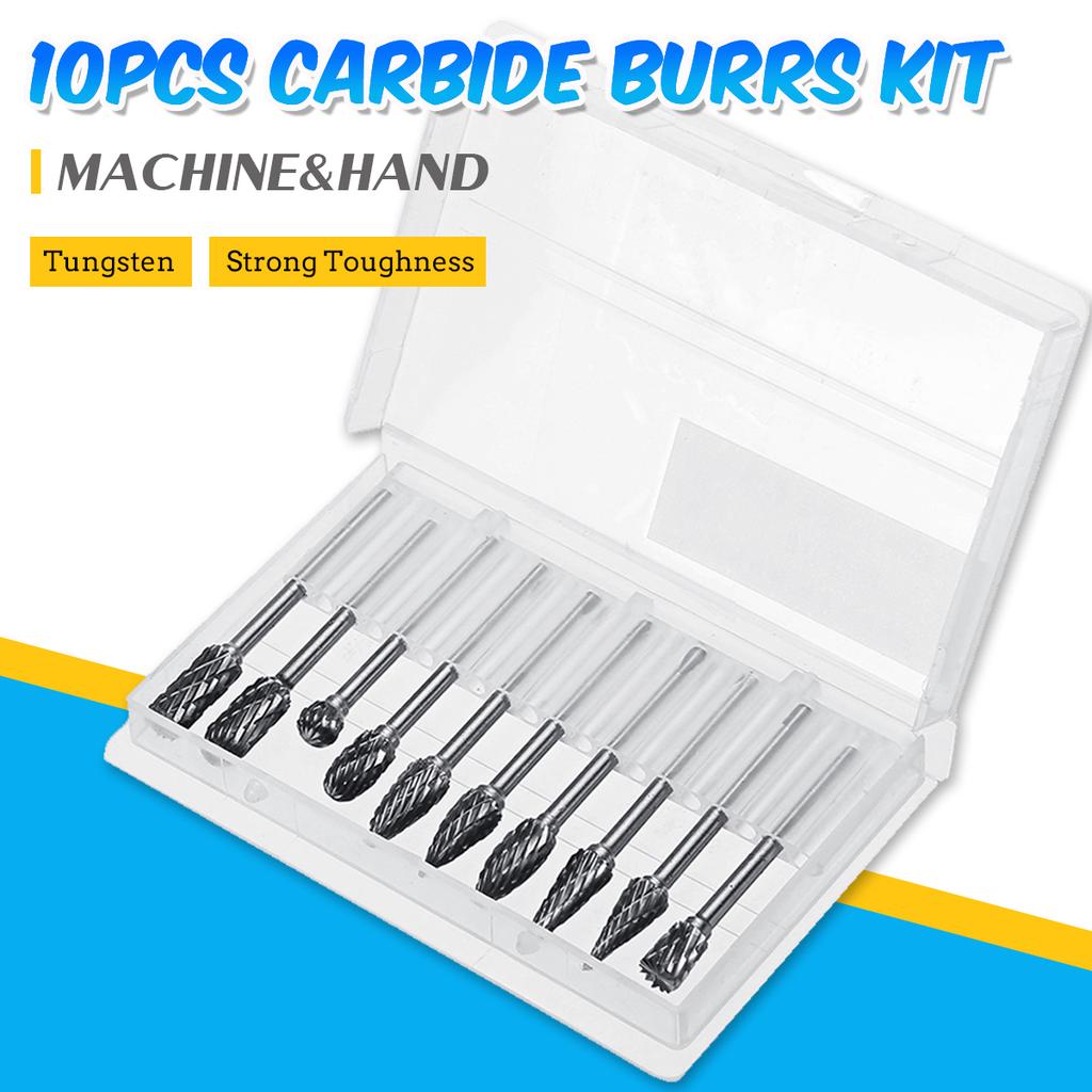 10PCS 3 x 6 mm Tungsten Steel Solid Carbide Burrs Rotary Drill Bit Tool
