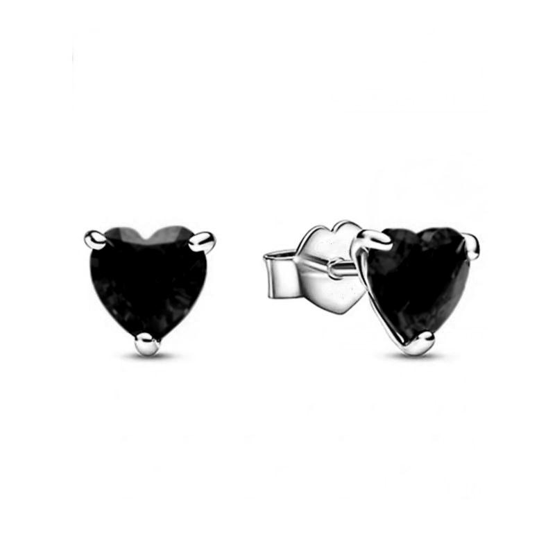 925 Silver Heart Earrings for Women Shining Zircon Love Jewelry Wedding Party Fine Accessory