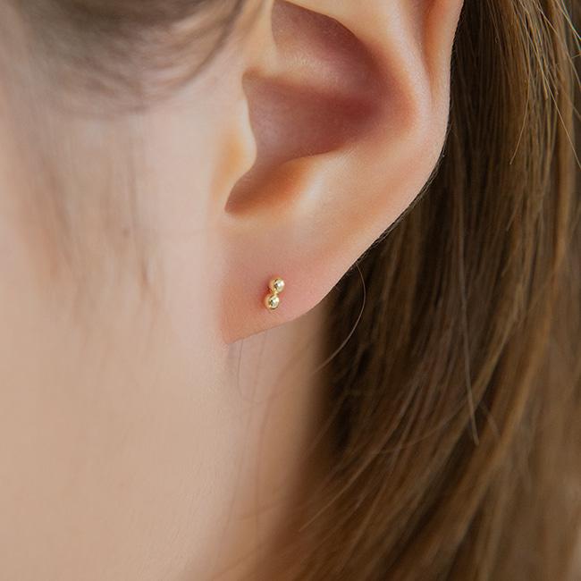 Lunne 14K 2-Tier 3-Tier Mini Ball Earrings (14K Gold) #Es24