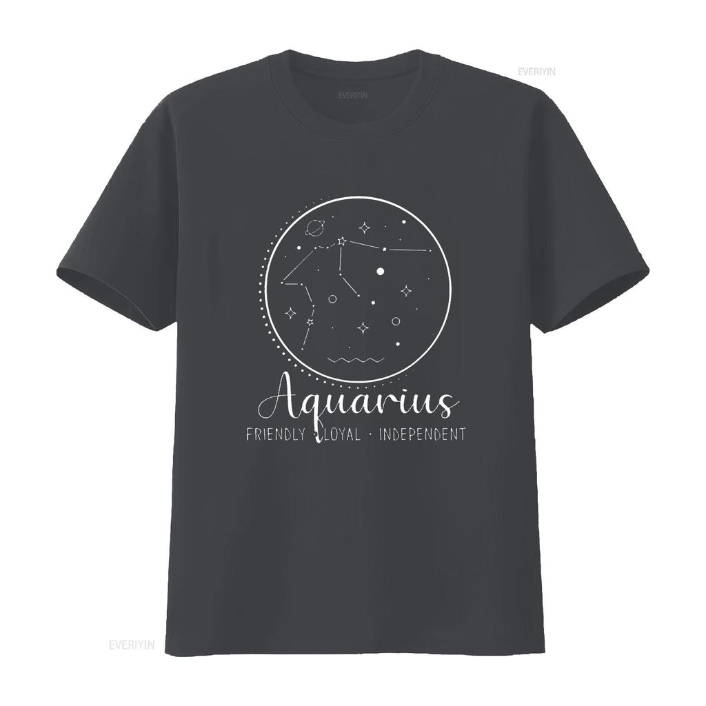 Aquarius Star Chart Zodiac T Shirt Vintage Washed Casual Slightly Unisex Stylish Comfortable Versatile Graphic