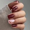 24Pcs Short Square Press On Nails White Rhinestone Flower French Tip Full Cover Reusable Fake Nail Tips