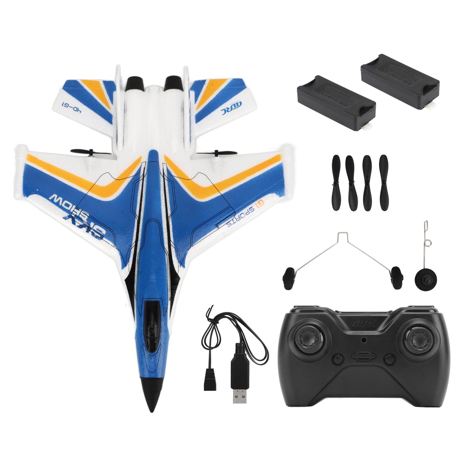 

RC Glider Plane Lightweight Flexible Remote Control Airplane with LED Light for Children Blue 2 Battery
