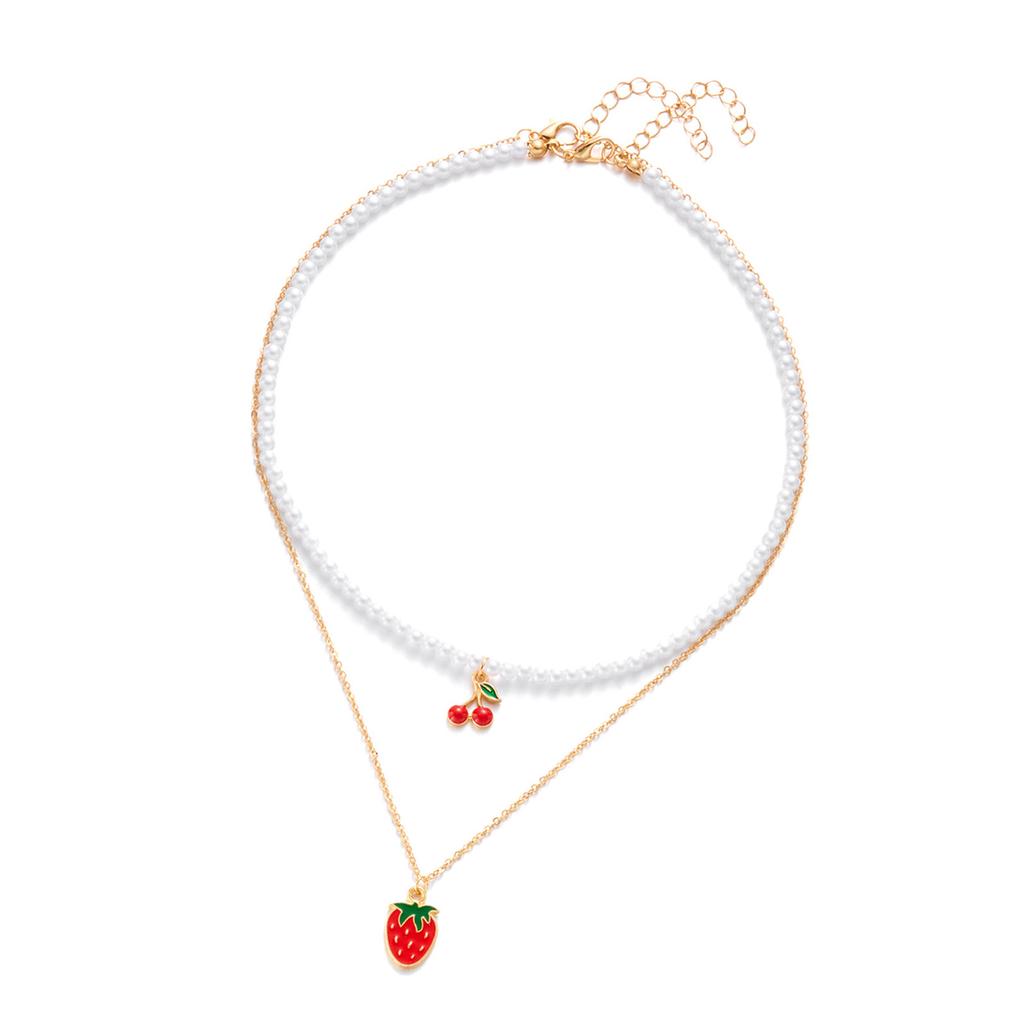 Elegant Strawberry Beaded Necklaces Jewelry Simple Design Bracelet Adornment Adds Sweet Charm For Various Styles