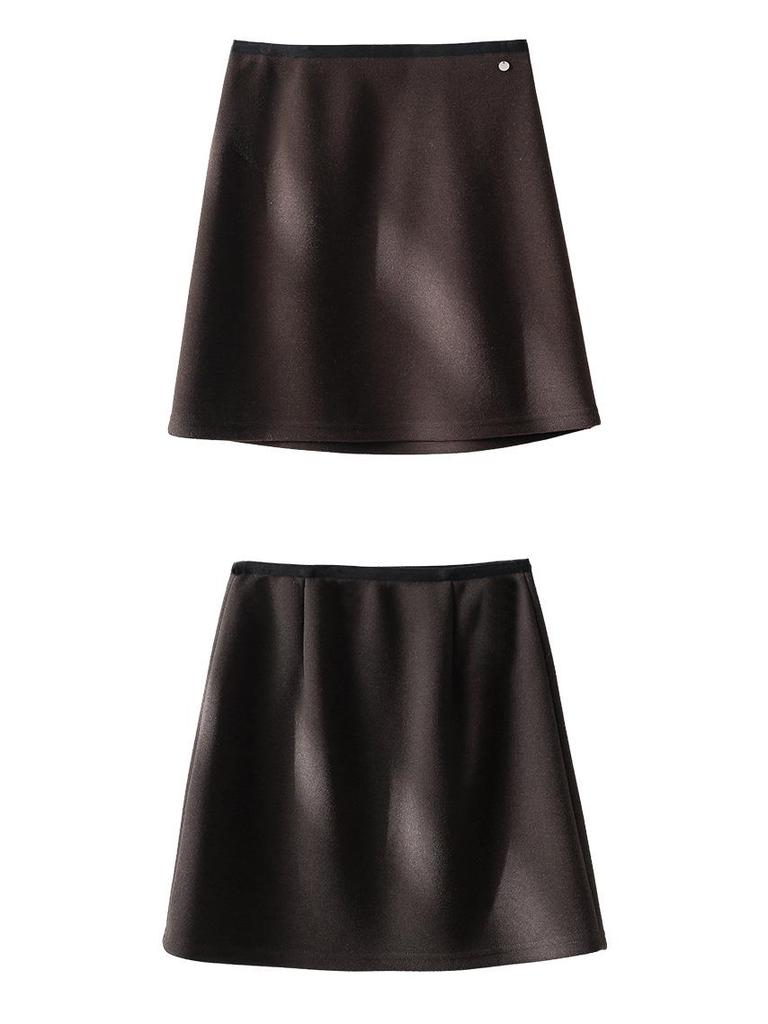 Rong Tai Vinegar Fiber Wool High-Waisted A-Line Mini Skirt - Elegant & Slimming for Petite Figures