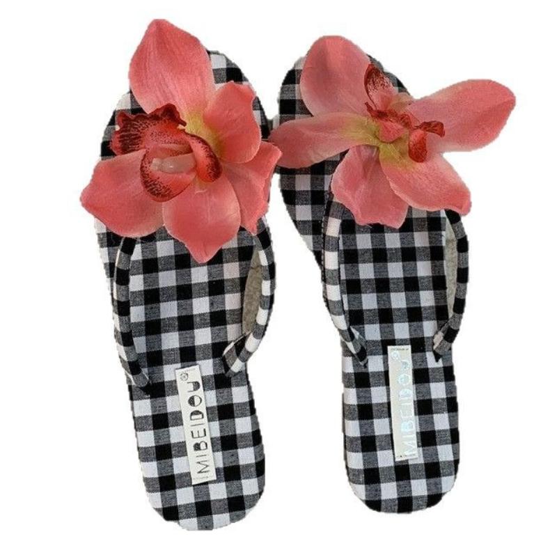 Fashion Detachable Butterfly Orchid Decoration Flat Slippers Women Sexy Clip Toe Flip Flops Elegant Comfort Hawaiian Vacation Beach Shoe