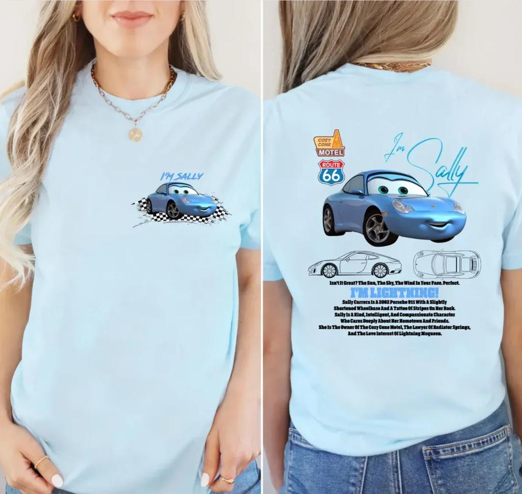 Family Summer Men's Women's Sally I'm Lightning Cars McQueen Graphic T-Shirt Accessories Fun Cotton Couple Top Kids T-Shirt