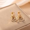Elegant Zirconia Double Ring Dangle Earrings for Women – European & American Luxury Design