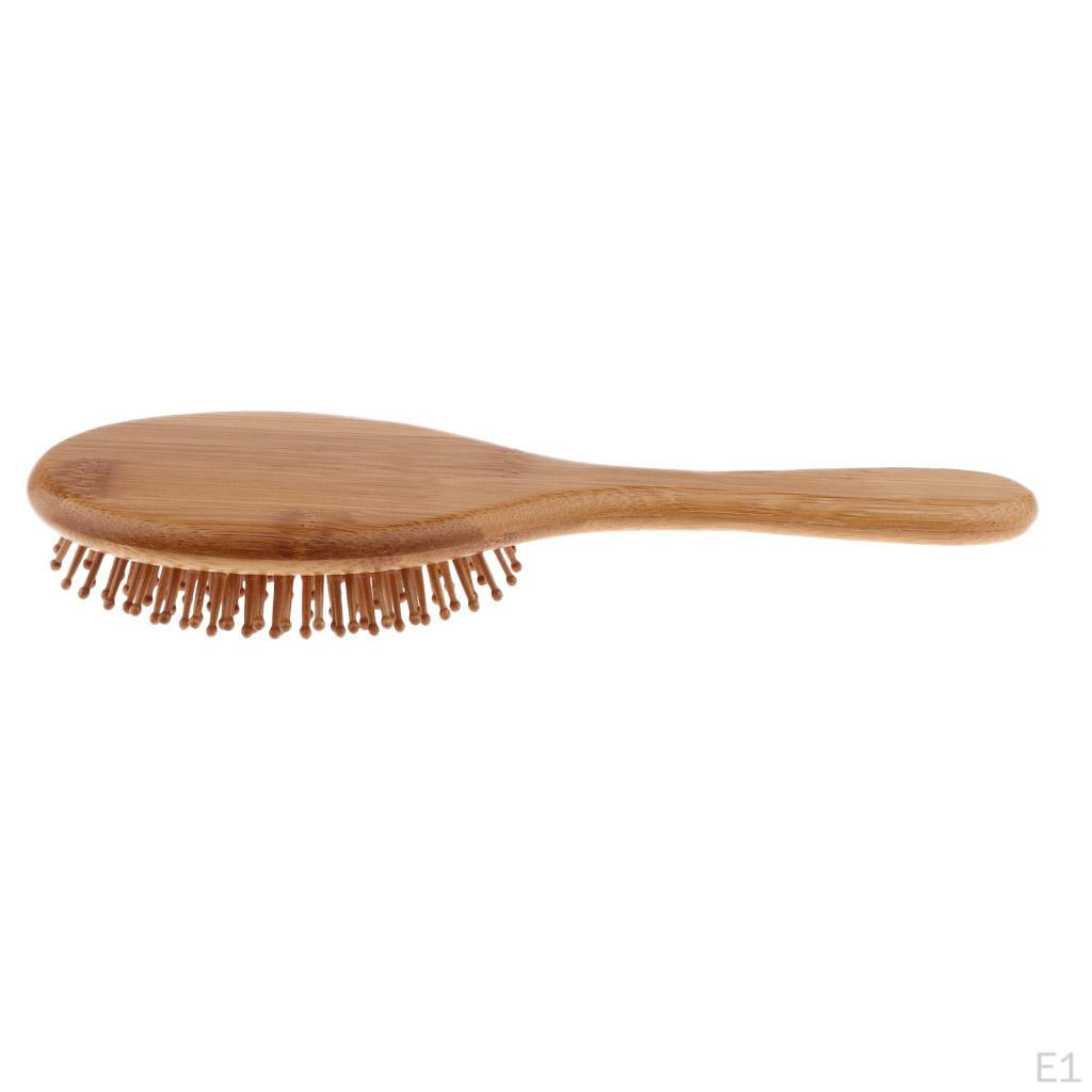 Bamboo Paddle Cushion Hairbrush Ball-Tipped Scalp Massage Brush Comb