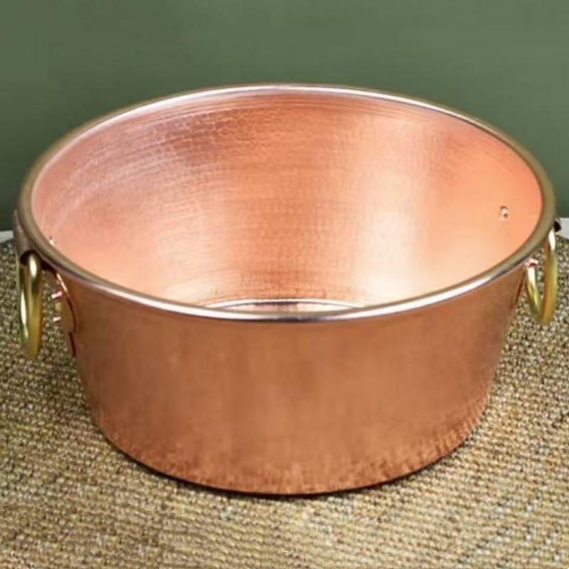 Vintage Copper Pot,Thickened Hot Pot Cooking Utensil Simmering and Pasta Stewing,Handcrafted Hammer Texture 26 Cm Handheld Pot