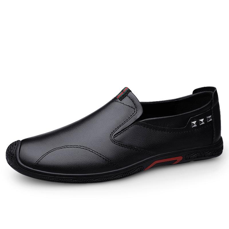 Men's Shoes Spring Business Casual Leather Shoes Men's First Layer Cowhide Soft Sole Men's Driving Shoes Lazy One Pedal Dad Shoes