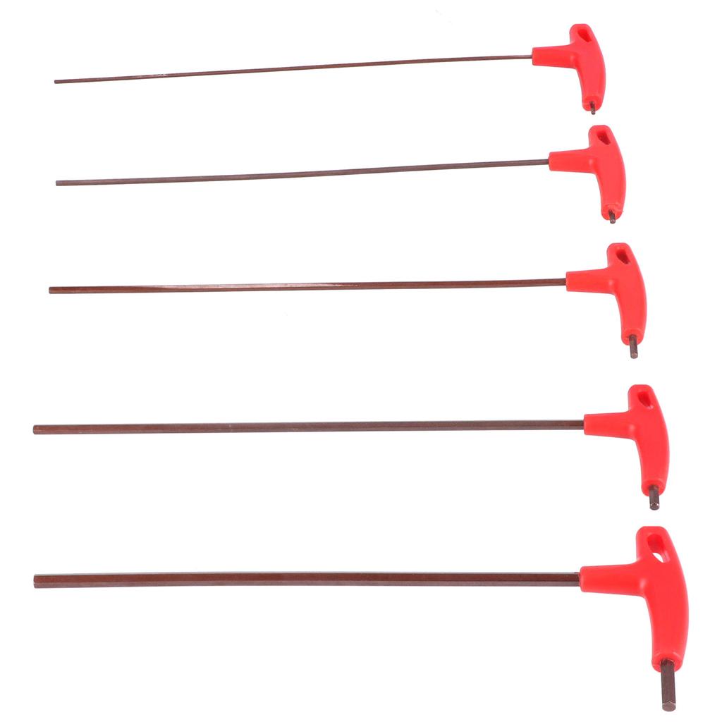 5 Stück T-Griff Sechskantschlüssel S2 legierter Stahl Flachkopfschlüssel Mechanische Reparatur Befestigungswerkzeuge