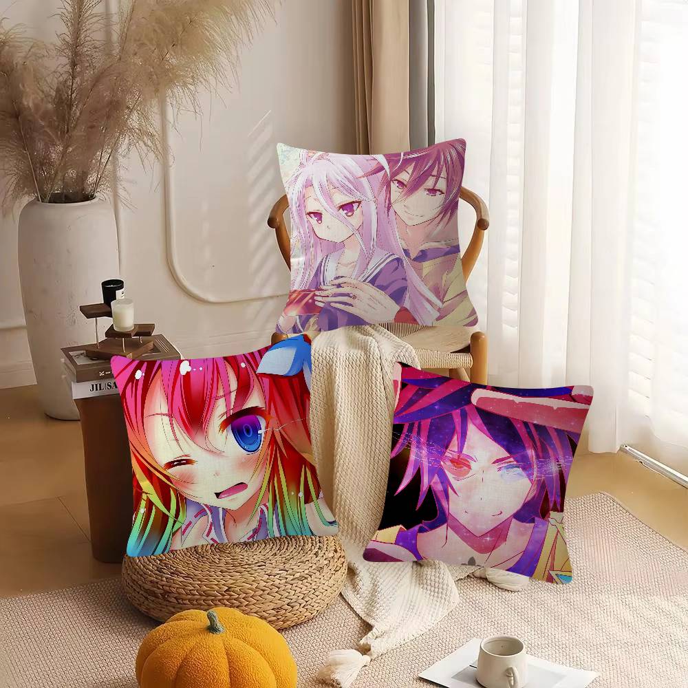 Anime NO GAME NO LIFE Game For Cartoon Print Peripheral Pillow Case Cushion Cover Home Decor Birthday Gift Pillowcover