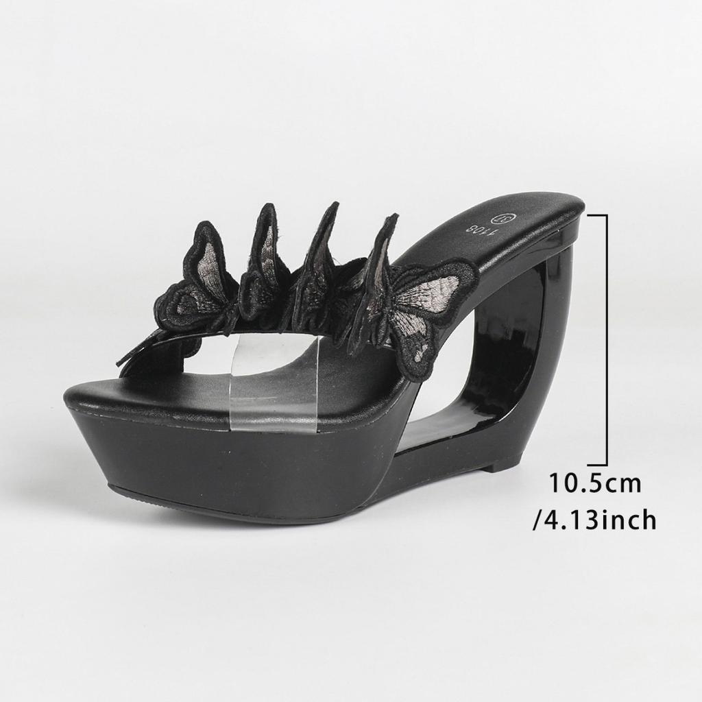 2026 New Women Wedge Heel Slide Sandals, Open Toe Platform Mules, Thick Sole High Heel Model Slippers, Plus Size