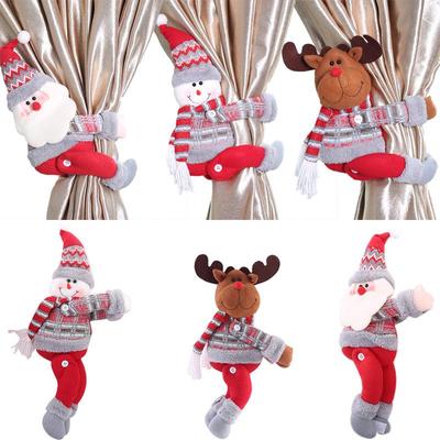 Christmas Cartoon Doll Curtain Tiebacks for Holiday Decorations