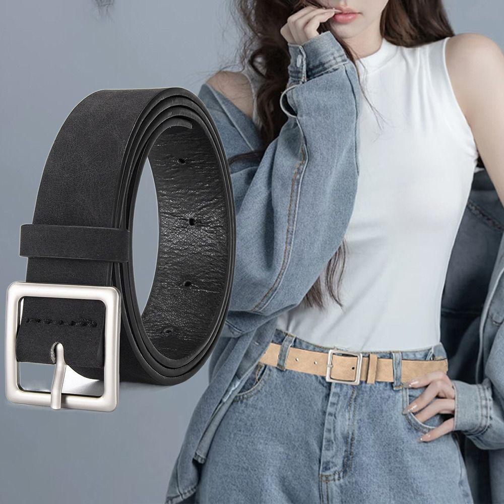 Luxury Design Business Waist Belt Pin buckle Waistband Fashion Suede Leather Belt  For Women