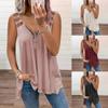 Women V-neck Sleeveless Hollow Out Tops Tunic Zipper Tank Blouse