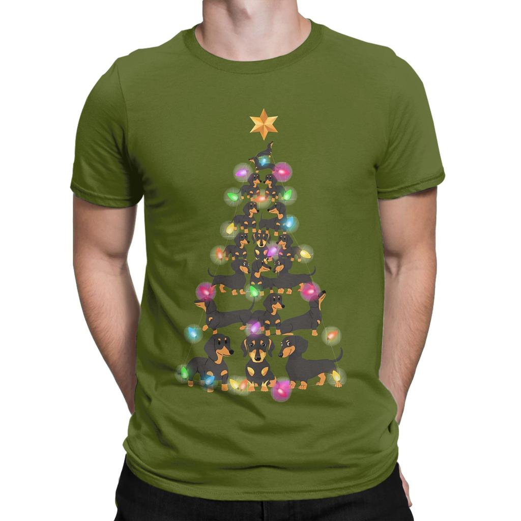 Dachshund Christmas Tree Sweater Funny Graphic 100 Cotton TShirt Dachshund Tops Tees For Unisex