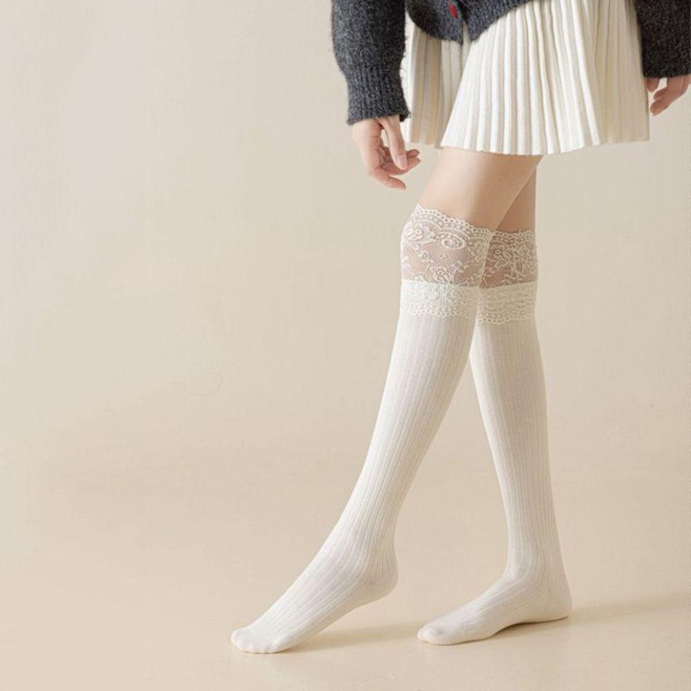 Breathable Women's Long Socks Solid Color Knee High Socks Fashion Girl's Stacked Socks Boot Socks