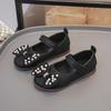 Girls' Black Leather Princess Shoes - Soft, Non-Slip Sole, Versatile for Spring/Autumn
