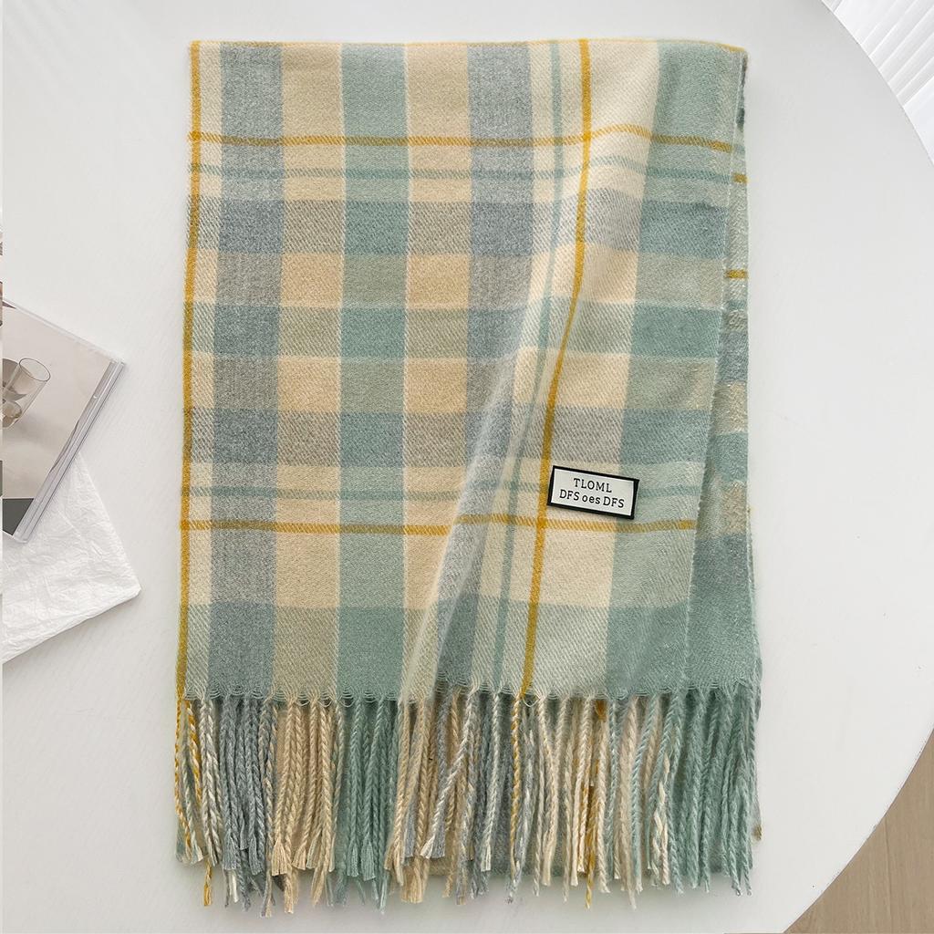 New high-end atmosphere plaid autumn and winter versatile scarf women's winter Korean version imitation cashmere student warm scarf