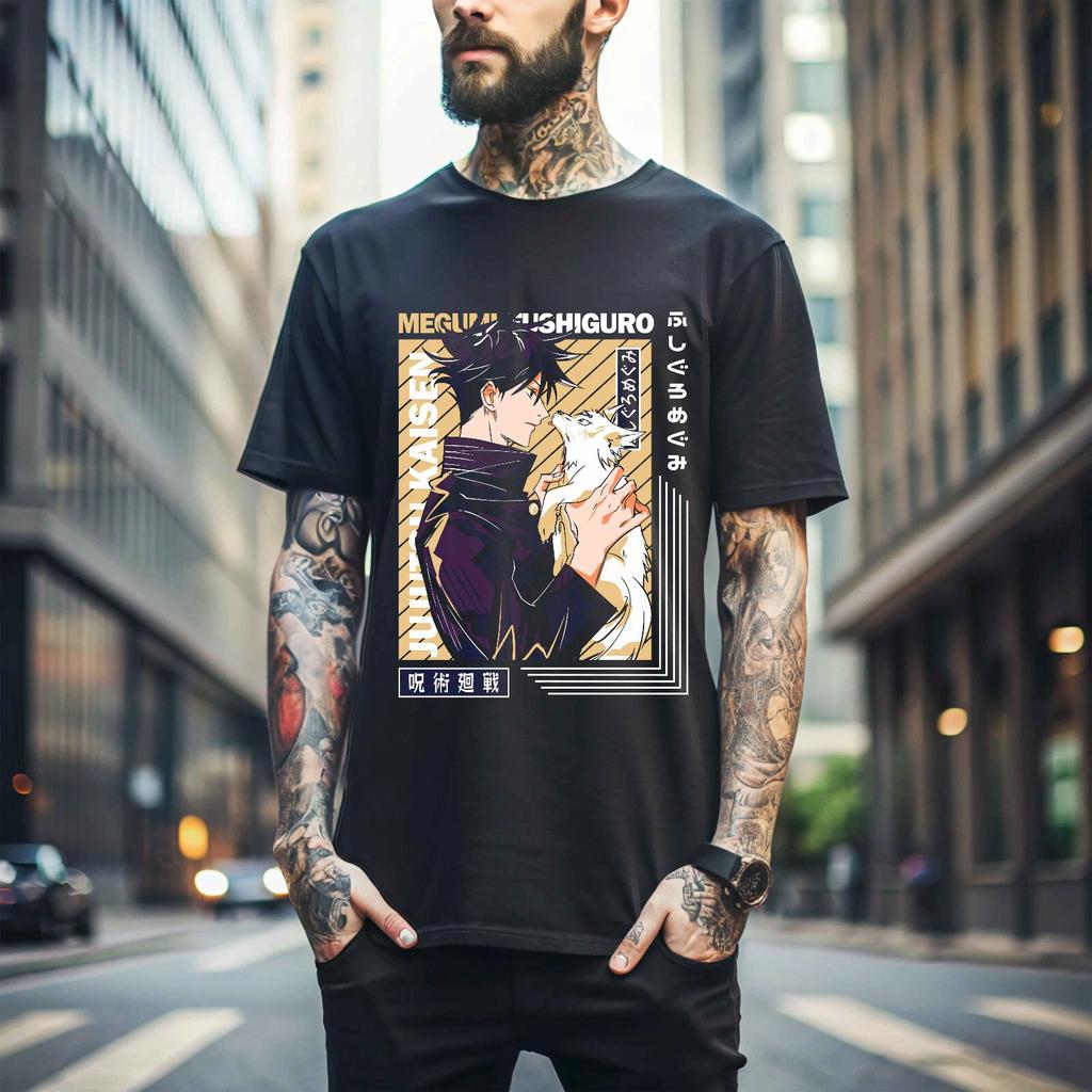100% Cotton TOPS UNISEX TEES MENS WOMENS Jujutsu Kaisen Megumi Fushiguro Kon Divine Dogs,Gift Otaku New Shirt 353