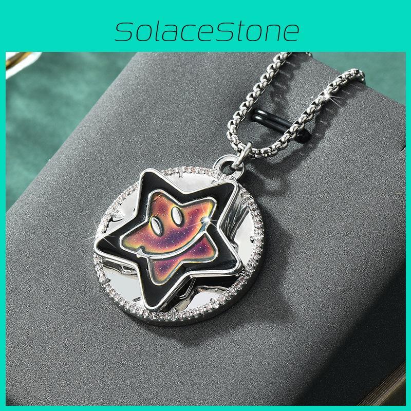 Fashionable Long Sweater Chain Necklace With Elegant Lucky Star Spinner Pendant