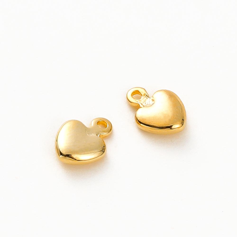 20PCS 14K 18K Gold Color Plated Brass Mini Heart Pendants For Jewelry Making Handmade DIY Earring Charms Findings Components